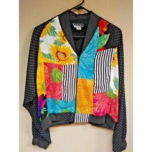 Faith Women's Size Large Zip Front Sequin Embellished Polka Dots Bomber Jacket